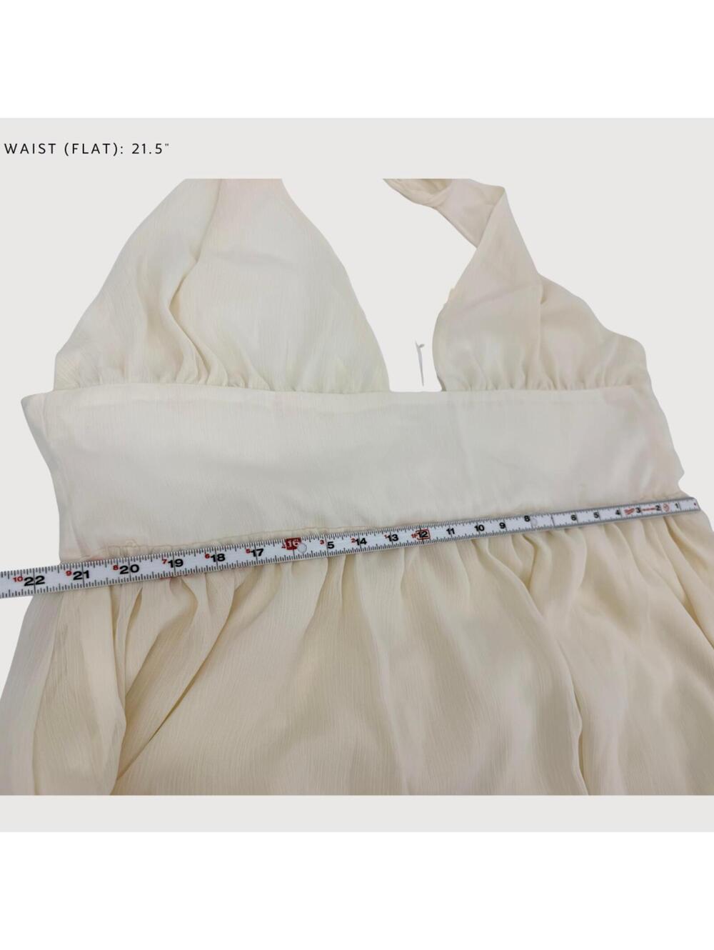 Peppermayo Chiffon Maxi Dress Cream Plunge Halter 18 - Picture 8 of 8